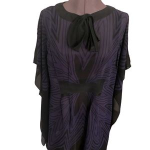 ANA SUI SILK FLUTTER SLEEVE PRINT DRESS.